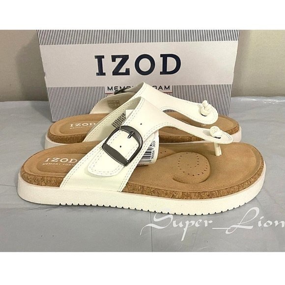 Izod Shoes - Izod Ladies' Size 8, Charcy Strap Sandal, White NEW SHIPS WITH BOX